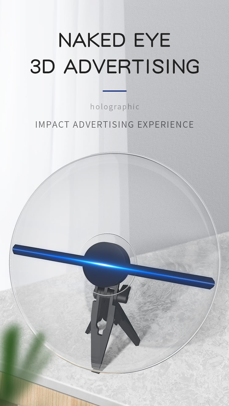 2022 hottest 25cm mini desktop 3D hologram led fan portable Fashion Funny Led Holographic Fan Holographic Advertising display